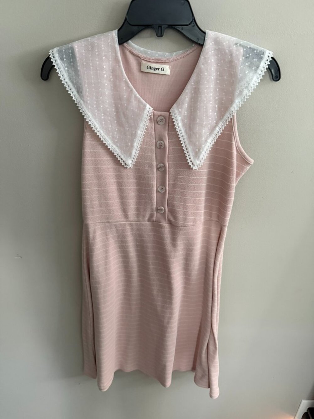 Ginger G pink/blush dress with cute lacy shoulder detail
